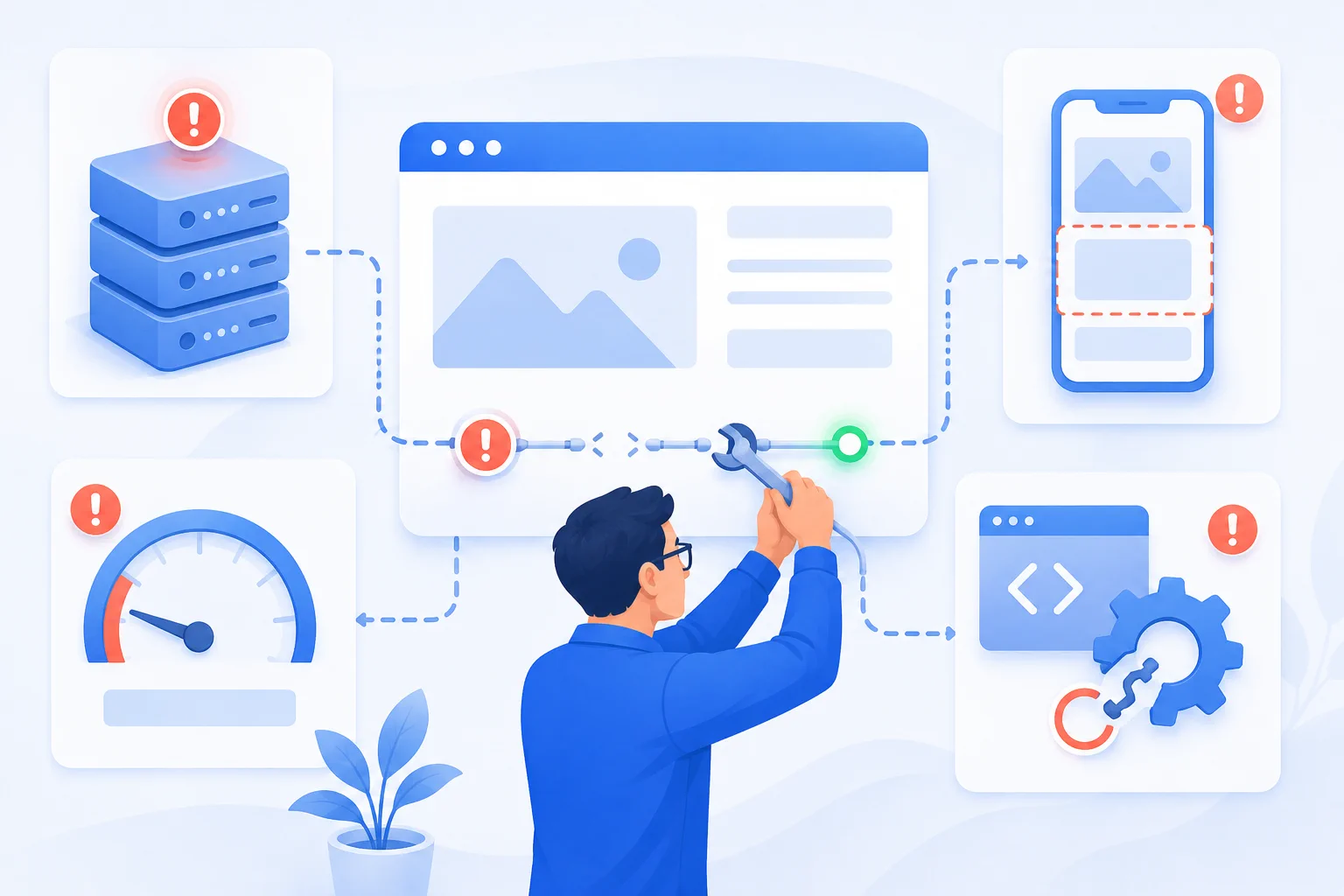 Технические SEO-ошибки сайта: скорость, мобильная версия, сервер и JavaScript.